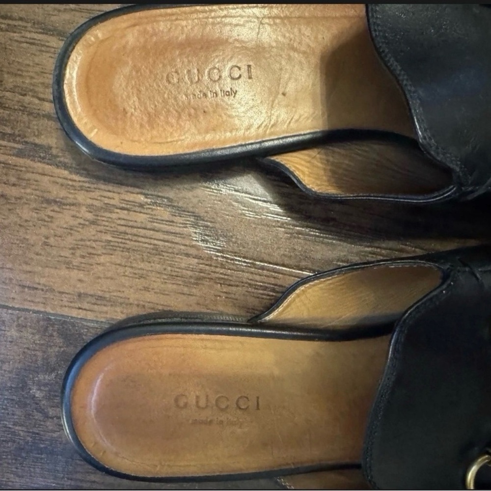 Gucci Black Leather Horsebit Mules - Picture 2 of 4